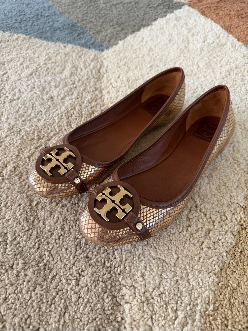 Tory Burch Aaden Ballet Mirror Snake Print Flats